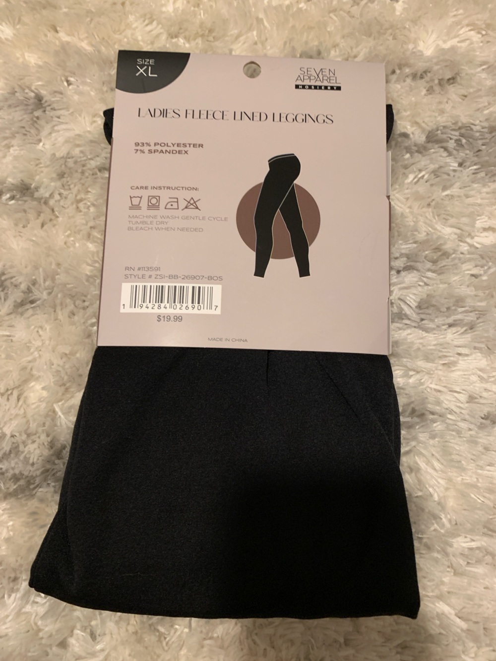 Ladies Fleece Lined Leggings - Black